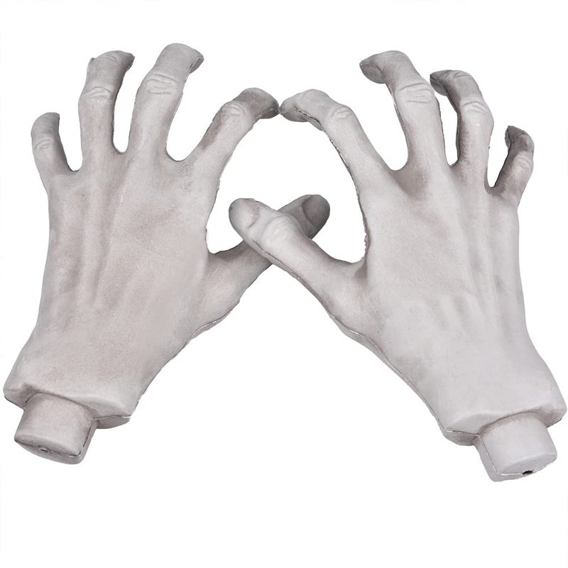 XONOR Halloween Skeleton Hands - 1 Pair Realistic Plastic Skeleton Zombie Hands for Halloween Terror Scary Props Decorations - Image 2